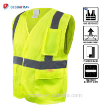 Hot Sale Yellow ANSI/ISEA High Visibility Safety Vests with Reflective Strips Custom LOGO Printing Hi Vis Workwear Jacket